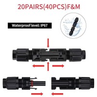 Ansxiy 40Pcs Solar Connectors With Male/Female Ip67 Waterproof Solar Panels Cable Connectors (20 Pairs Solar Connectors)