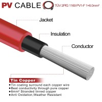 Solar Panel Extension Cable 10Awg6Mm Solar Extension Cable Wire With 1 Pair 15 Feet Black 15 Feet Red Weatherproof Tinned Co