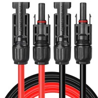 Beidelt Solar Cables 10 Feet 10Awg Solar Panel Extension Cable 6Mm Solar Extension Cable Wire With 1 Pair 10 Feet Black 10 Fee