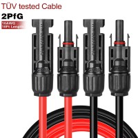 Beidelt Solar Cables 10 Feet 10Awg Solar Panel Extension Cable 6Mm Solar Extension Cable Wire With 1 Pair 10 Feet Black 10 Fee