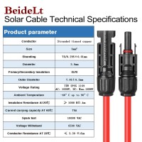 Beidelt Solar Cables 10 Feet 10Awg Solar Panel Extension Cable 6Mm Solar Extension Cable Wire With 1 Pair 10 Feet Black 10 Fee