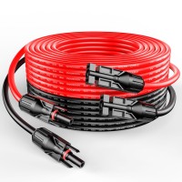 Rich Solar 10 Gauge 10Awg One Pair 50 Feet Red 50 Feet Black Solar Panel Extension Cable Wire With Female And Male Connectors