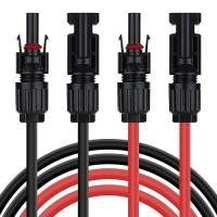 Ansxiy 10Awg Solar Extension Cable With Female And Male Weatherproof Connectors  Solar Panel Adapter Kit Tool (5Ft Red + 5Ft Black)