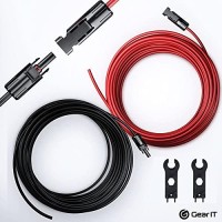 Gearit 10Awg Solar Extension Cable 25Ft Black 25Ft Red Male To Female Solar Connectors With Adapter Tool Kit Solar Panel Re