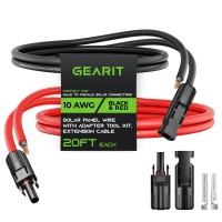 Gearit 10Awg Solar Extension Cable 20Ft Black 20Ft Red Male To Female Solar Connectors With Adapter Tool Kit Solar Panel Re