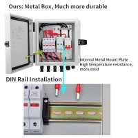 Powgrow Pv Combiner Box 4 String Metal Solar Combiner Box With 15A Rated Current Fuse Surge Protective Device And 50A Air Circ