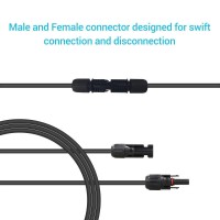 Renogy 10Ft 10Awg Male And Female Connectors Solar Extension Cable Single Black