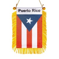 Wxtwk 3 X 5 Inch Puerto Rico Flag Puerto Rican Window Hanging Flag Small Mini Car Flags Banners Rearview Mirror Decoration With