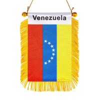 Wxtwk 3 X 5 Inch Venezuela Flag Venezuelan Window Hanging Flag Small Mini Car Flags Banners Rearview Mirror Decoration With Suct