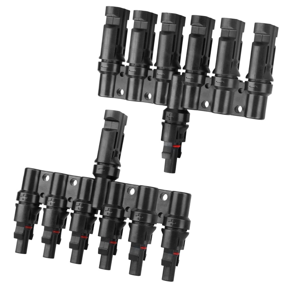 Paekq 6 To 1 T Branch Connector Solar Panel Connectors Cable Splitter Coupler 1 Male To 6 Female And 1 Female To 6 Male Solar C