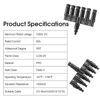 Paekq 6 To 1 T Branch Connector Solar Panel Connectors Cable Splitter Coupler 1 Male To 6 Female And 1 Female To 6 Male  Solar Cable Connectors For Residential  Commercial Roofs  Rvs (1 Pair)