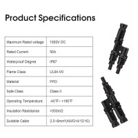 Paekq Solar Panel Connectors T Branch Connectors Cable Splitter Coupler 1 Male To 3 Female And 1 Female To 3 Male Ip67 Waterproo