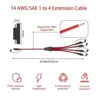 Billion Wealth 2Feet 65Cm 14 Awg Sae Connector Y Splitter 1 To 4 Extension Cable Compatible With Solar Connection And Transfer