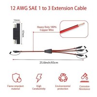 Billion Wealth 2Feet65Cm Sae Connector Y Splitter 1 To 3 Extension Cable Compatible With Solar Connection And Transfer 12 Awg