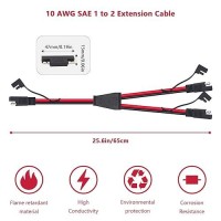 Sae Connector Y Splitter 1 To 2 Extension Cable Compatible With Solar Connection And Transfer 10Awg 2Feet 65Cm