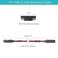 Sae To Sae Extension Cable 16Awg - Sae Cable 3Ft Battery Charger Extension Cord Heavy Duty 16Awg Quick Disconnect Sae 2Pin Connector With Sae Polarity Reverse Adapter For Solar Panel Trickle Charger