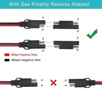 Sae To Sae Extension Cable 16Awg - Sae Cable 3Ft Battery Charger Extension Cord Heavy Duty 16Awg Quick Disconnect Sae 2Pin Connector With Sae Polarity Reverse Adapter For Solar Panel Trickle Charger