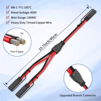 Electop 10Awg Sae Y Splitter Cable Sae Quick Disconnect Connector 1 To 2 Sae To Sae Extension Cable 2Way Wire Splitter Sae Dc