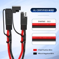 Electop 10Awg Sae Y Splitter Cable Sae Quick Disconnect Connector 1 To 2 Sae To Sae Extension Cable 2Way Wire Splitter Sae Dc