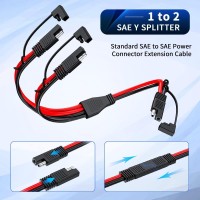 Electop 10Awg Sae Y Splitter Cable Sae Quick Disconnect Connector 1 To 2 Sae To Sae Extension Cable 2Way Wire Splitter Sae Dc