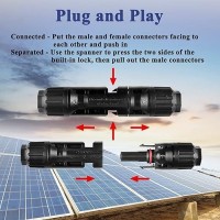 Muyi 42Pcs Solar Panel Connector Ip67 Waterproof Solar Connectors 1000V 30A Male/Female Plug With 2Pcs Spanners (10 Pairs)