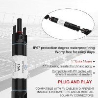 Oymsae 15A Solar Fuse Holder Inline Male And Female Connector 15 Amp Pv Fuse For Solar Pannel Waterproof Wfuse Black