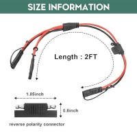 Paekq 10Awg Sae Y Splitter Cable Sae 1 To 2 Extension Cable With 15A 20A 30A Protection Fuse And Sae Polarity Reverse Connector