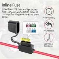 Elfculb 33Ft 10Awg Sae Power Socket Sidewall Port To O Ring Connecters Extension Cord Cable With 10A 15A 20A 25A 30A Fuse Compa