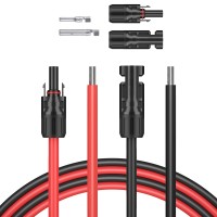 Sunsul 5 Feet 10Awg6Mm Solar Panel Wire 10 Gauge 5Ft Black 5Ft Red Tinned Copper Extension Cable Kits With Female And Ma