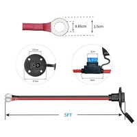 Elfculb 5Ft 10Awg Sae Power Socket Sidewall Port To O Ring Connecters Extension Cord Cable With 10A 15A 20A 25A 30A Fuse Compati