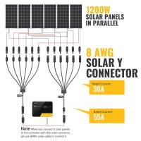 Bougerv Solar Y Connector Solar Panel Parallel Connectors Extra Long 1 To 6 Solar Connector Solar Cable Wire Plug Tool Kit Mff