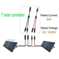 Woodguilin Solar Y Connector Solar Y Branch Parallel Cable Solar 1 To 3 Male Female Connector Adapter 10Awg 45A Waterproof Ip68 40Cm Cable For Solar Panels Solar Cells (Mfff&Fmmm  1 Pair)