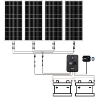 Eco-Worthy 400 Watt 12 Volt Premium Solar Panel Kit :4Pcs 100W Solar Panel+ 40A Mppt Charge Controller+ Bluetooth Module+ Mounting Z Brackets  400W 12V Solar Power Off Grid System For Home  Rv  Boat.