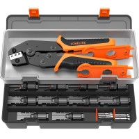 Someline Solar Connector Crimping Tool Kit 1410 Awg Crimper For Solar Panel Cable Wire With 6 Pairs Solar Connectors And Sp