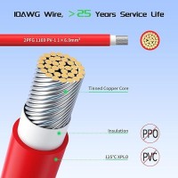 Solar Panel Cable 200Ft Solar Extension Cable Bateria Power 10Awg 6Mm Tinned Copper Wire For Outdoor Automotive Rv Boat Marin