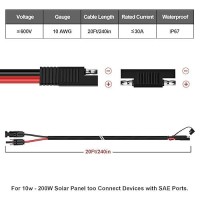 Igreely Solar Panel Connector Cable 10Awg Sae To Male & Female Adapter Pv Extension Cable Wire For Rv Solar Panel Dc Power Battery Charger With Sae Polarity Reverse Adapter 6M/20Ft