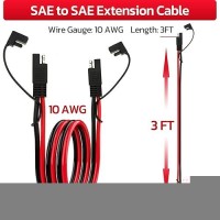 10Awg Sae Extension Cable 10 Gauge Sae To Sae Extension Cord With Two Prong Connectors For Solar Rv Automotive (3Ft)