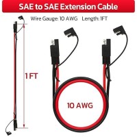 10Awg Sae Extension Cable 10 Gauge Sae To Sae Extension Cord With Two Prong Connectors For Solar Rv Automotive (1Ft)