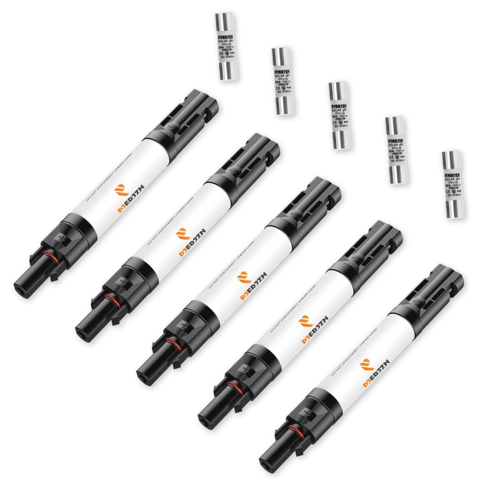 Pjerjzn Solar Fuse Holder Fuse Inline 10Amp 1000V Solar Fuse 10A Solar Panel Fuse With Male And Female Connector Pv Fuse For Sol