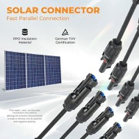 Pjerjzn Solar Panel Connector 2 To 1 Solar Splitter 2 Way 1000V Y Branch Cable 1 To 2 Solar Panel Parallel Connectors Parallel A