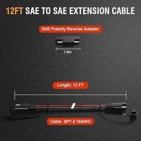 12Ft Sae To Sae Extension Cable Sae Connector Cable Quick Disconnect Connector 16Awg For Automotive Solar Panel Panel Sae Plu