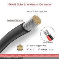 Elfculb 10Awg 10Ft Solar Panel Cable To Anderson Connector 2 6 10 20 35 50Ft Solar Extension Cable For Portable Power Station Solar Generator Battery Pack(10Ft)