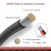 Elfculb 10Awg 20Ft Solar Panel Cable To Anderson Connector 2 6 10 20 35 50Ft Solar Extension Cable For Portable Power Station Solar Generator Battery Pack(20Ft)