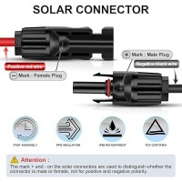 Igreely 1 Pair 20 Feet Black 20 Feet Red 10Awg6Mm Solar Panel Extension Cable Wire With Female And Male Connectors