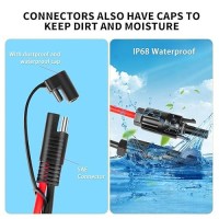 Ansoufien 2 Pcs Solar Panel Connectors To Sae Adapter Cable 1Ft 10Awg Solar Panel Extension Cable With Sae Polarity Reverse Ada