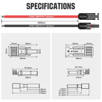 Ecoworthy 20Ft 10Awg Solar Panel Extension Cable With Female And Male Connector For Solar Panels Solar Controllers 20Ft Red