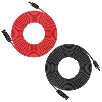 Igreely Solar Extension Cable With Solar Panel Female And Male Connector Solar Panel Adapter 100Ft Red 100Ft Black