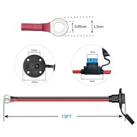 Elfculb 10Ft 10Awg Sae Power Socket Sidewall Port To O Ring Connecters Extension Cord Cable With 10A 15A 20A 25A 30A Fuse Compat