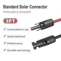 12 Awg Solar Extension Cable 3Ft Black + 3Ft Red  Ultra Solar Panel Wire Male To Female Tinned Copper Wire For Solar Panel  Automotive  Rv  Boat  Outdoors