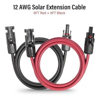 12 Awg Solar Extension Cable 5Ft Black + 5Ft Red  Ultra Solar Panel Wire Male To Female Tinned Copper Wire For Solar Panel  Automotive  Rv  Boat  Outdoors